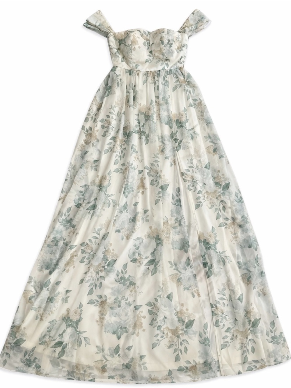 Birdy Grey Floral Bridesmaid Maxi Dress XS Strappy Boned Strapless Convertible